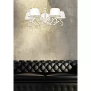 Image of Kaspian Beige Multi Arm Pendant Ceiling Light with White, Gold Fabric Shades, 5x E27