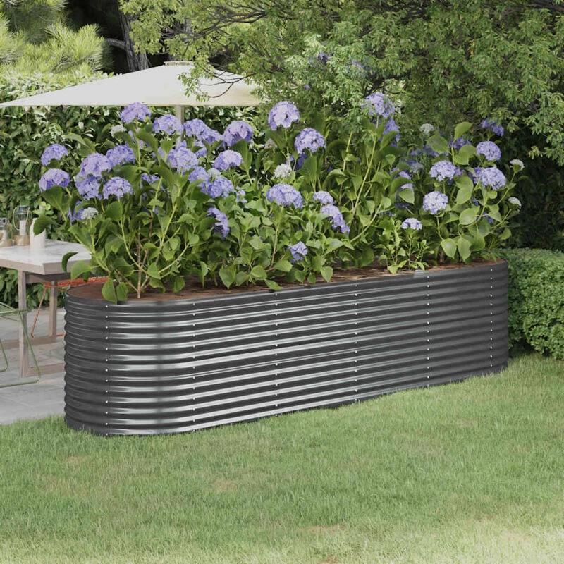 Image of vidaXL Garden Raised Bed Powder-coated Steel 296x80x68cm Anthracite, Grey 318961