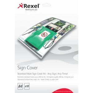 Image of Rexel 2104252 Signmaker Standard Matt Sign Covers A4 Pack of 10