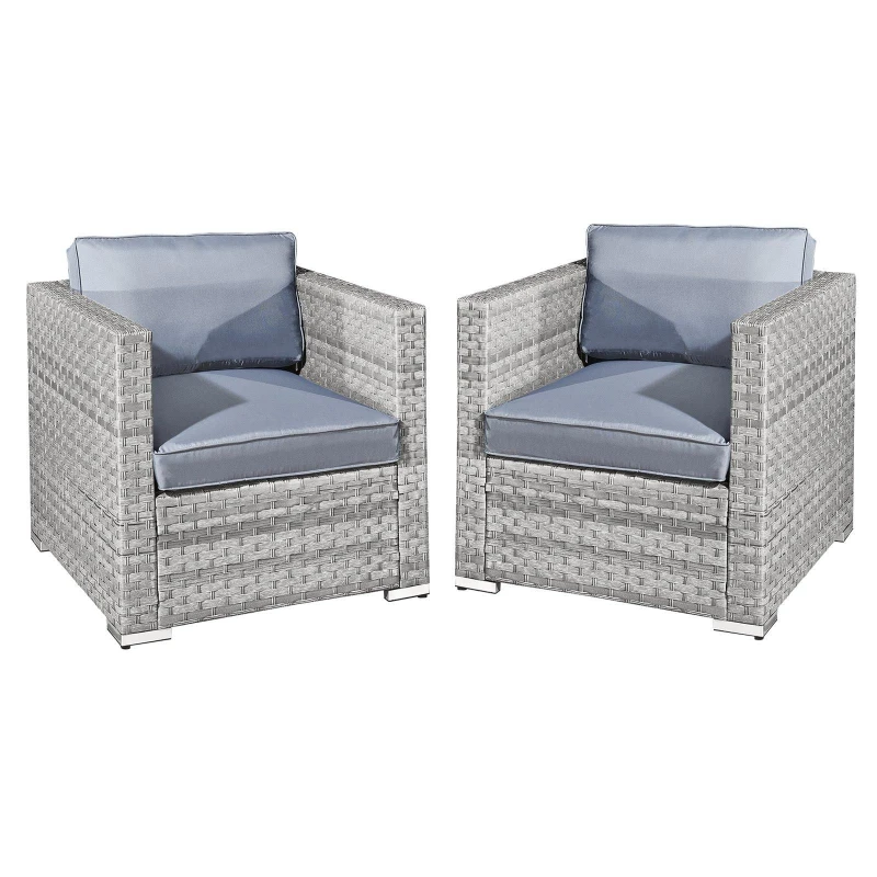Image of OSeasons Malta Rattan 2 Seat Twin Chair Set In Dove Grey