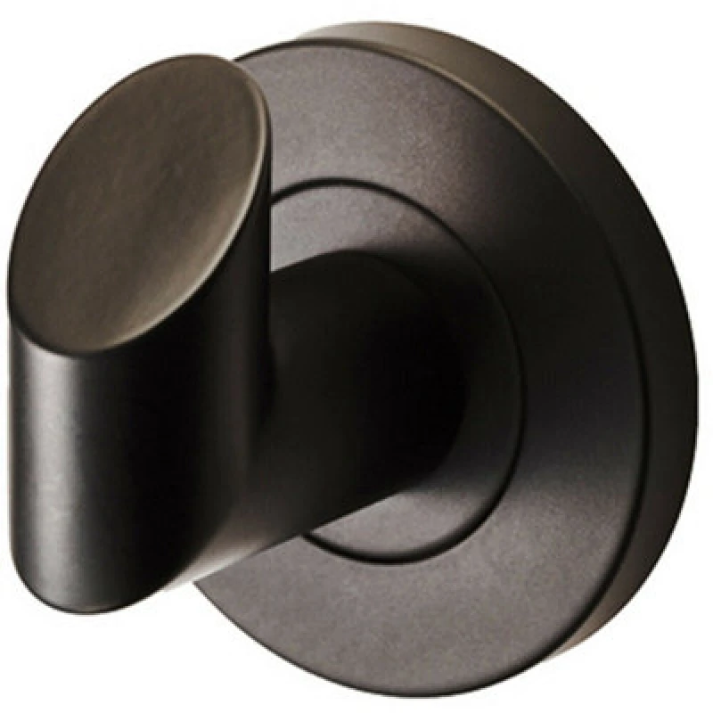 Image of Loops Single Bathroom Robe Hook on Concealed Fix Rose 44.5mm Proj Matt Black Black