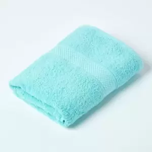 Image of HOMESCAPES Turkish Cotton Hand Towel, Aqua - Aqua Blue