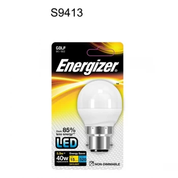 Image of Energizer LED Golf Ball Lamp 470 Lumens Daylight 5.9w BC Fitting