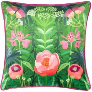 Image of Kate Merritt Spring Blooms Floral Print Piped Edge Cushion Cover, Multi, 43 x 43 Cm