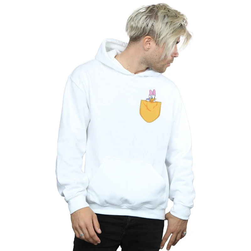 Image of Disney Men Daisy Duck Faux Pocket Hoodie in White Size: Small White S Male 5059114708482