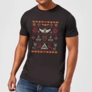 Image of Harry Potter Knit Mens Christmas T-Shirt - Black