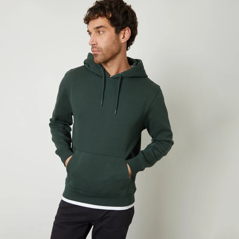 Image of Threadbare Mock T-Shirt Pullover Hoodie Green