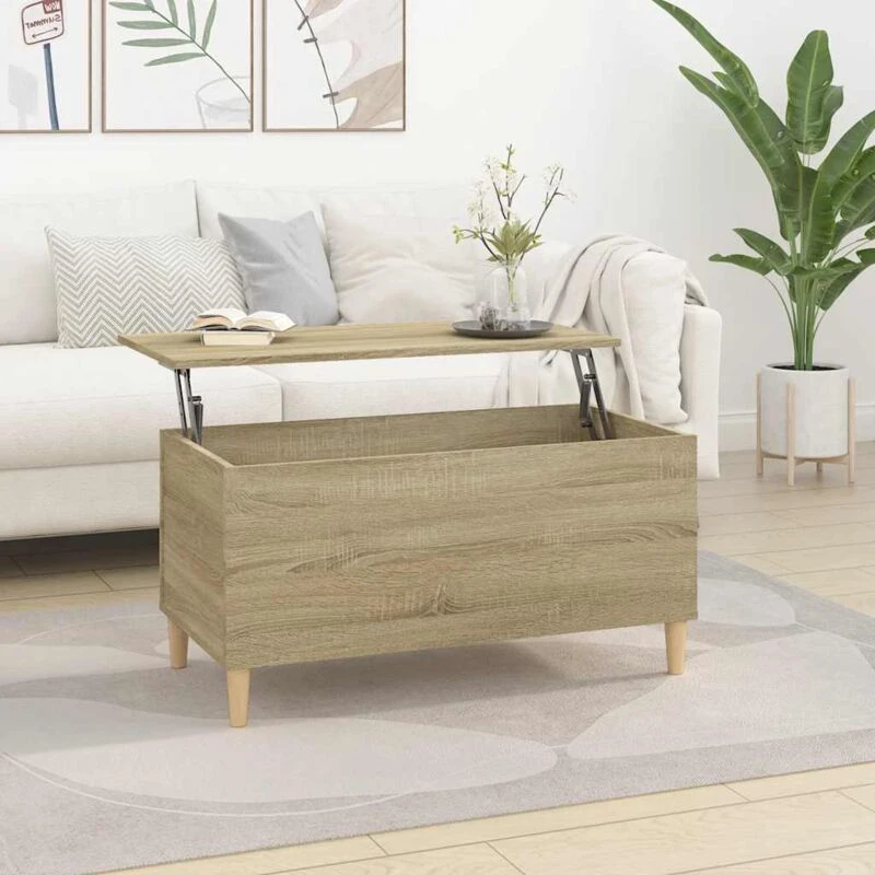 Image of vidaXL Coffee Table Sonoma Oak 90x44.5x45cm Engineered Wood, Brown 819583