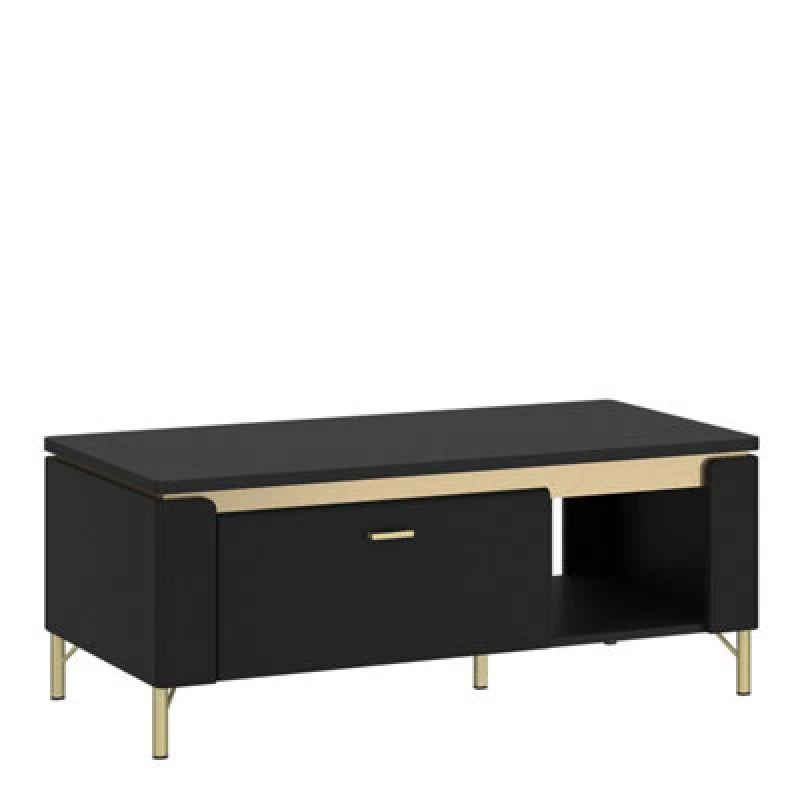 Image of Furniture To Go Genoa Coffee Table 1 Drawer In Black Matt/gold