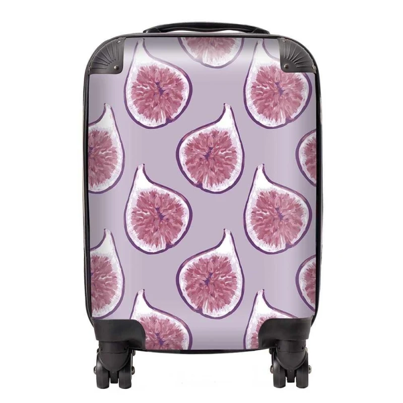 Image of Warren Reed - Designer Modern Fig Pattern Suitcase in Purple Size: Medium Purple Unisex Medium