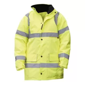 Image of Warrior Mens Nevada High Visibility Safety Jacket (S) (Fluorescent Yellow)