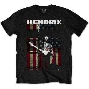 Image of Jimi Hendrix - Peace Flag Mens Medium T-Shirt - Black