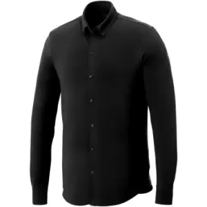 Image of Elevate Mens Bigelow Long Sleeve Pique Shirt (M) (Black)