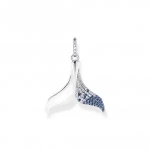 Image of Sterling Silver Tail Fin Blue Stones Pendant PE931-644-1