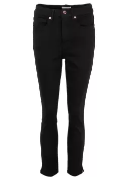 Image of Good American Womens Good Waist Crop Side Slit Jeans In Black