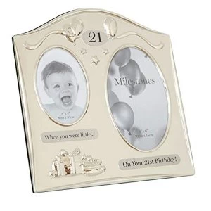 Image of Milestones 2 Tone Silver Plated Double Birthday Frame - 21