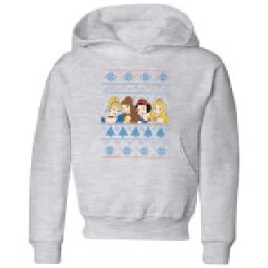 Image of Disney Princess Faces Kids Christmas Hoodie - Grey - 11-12 Years