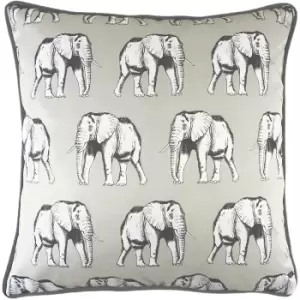 Image of Evans Lichfield Safari Elephant Monochrome Cushion Cover (One Size) (White/Grey/Black)