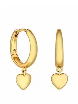 Image of Simply Silver Gold Plated Sterling Silver 925 Polished Heart Hoop Earrings, Silver, Women