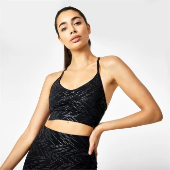 Image of USA Pro Ruched Racer Back Sports Bra - Black Geo Gloss