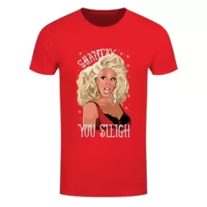 Image of Grindstore Mens Shantay You Sleigh Drag Queen Christmas T-Shirt (M) (Red)