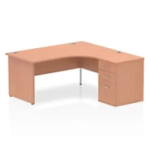 Image of Dynamic Corner Right Hand Desk Beech MFC Panel End Leg Beech Frame Impulse 1600/1630 x 800/600 x 730mm