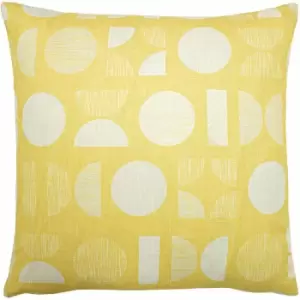 Image of Furn - Malmo Art Deco Geometric Print Cushion Cover, Yellow, 43 x 43 Cm