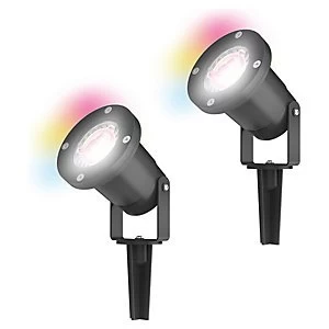 Image of 4lite WiZ Smart LED IP65 Spike Light Twin Pack with GU10 Lamps