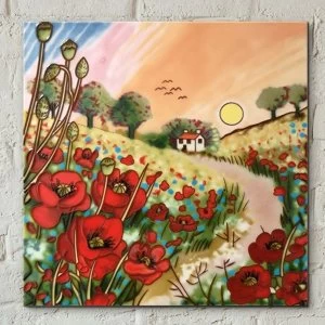 Image of Tile 8x8 Poppy Sunset By J Yates Wall Art
