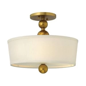 Image of 3 Light Semi Flush Ceiling Light Vintage Brass, E27
