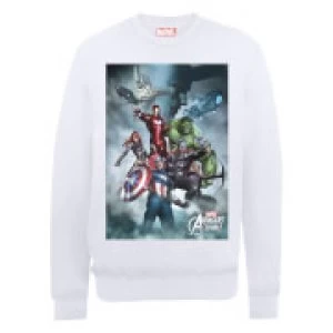 Image of Marvel Avengers Assemble Team Montage Sweatshirt - White - M