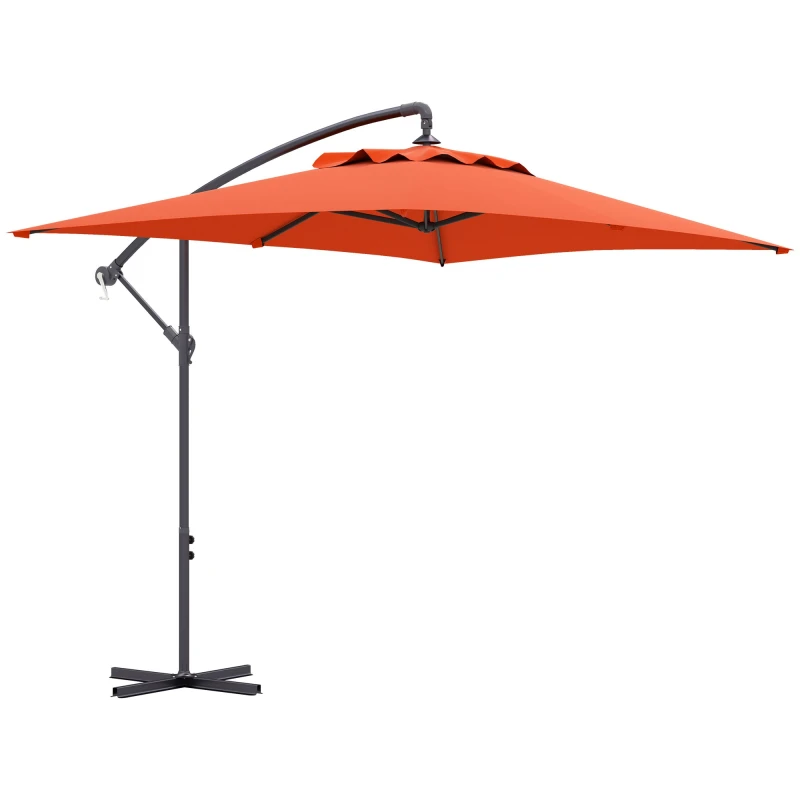 Image of Outsunny 3m Cantilever Parasol with Cross Base - Crank Handle - 6 Ribs - Orange TJ Hughes 5063603016866