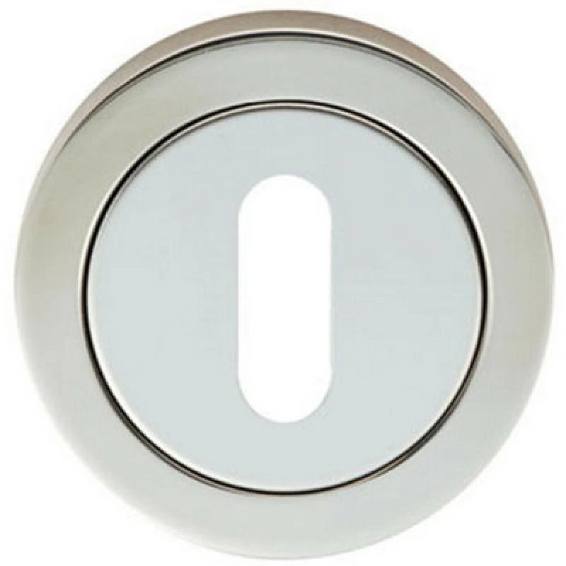 Image of Loops Round Lock Profile Escutcheon 52mm Dia Concealed Fix Bright Steel Metallics unisex