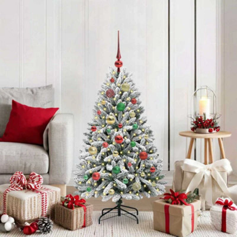 Image of vidaXL Artificial Christmas Tree Green and White 120cm PVC and Metal, Green 3395738