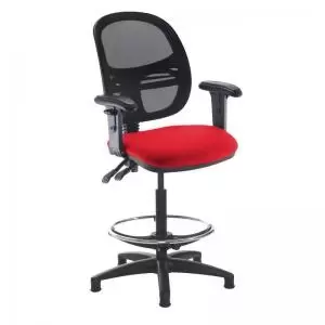 Image of Jota mesh back draughtsmans chair with adjustable arms - Belize Red