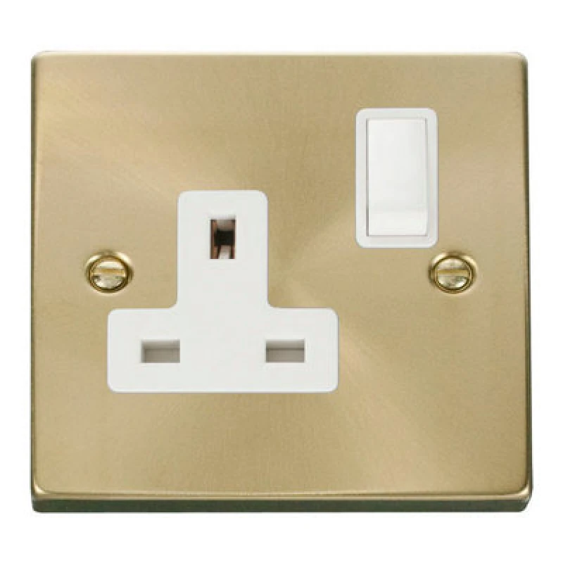 Image of SE Home Satin / Brushed Brass 1 Gang 13A DP Switched Plug Socket Gold unisex