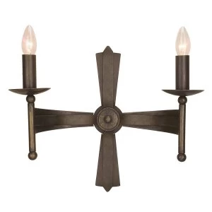 Image of 2 Light Indoor Candle Wall Light Old Bronze, E14