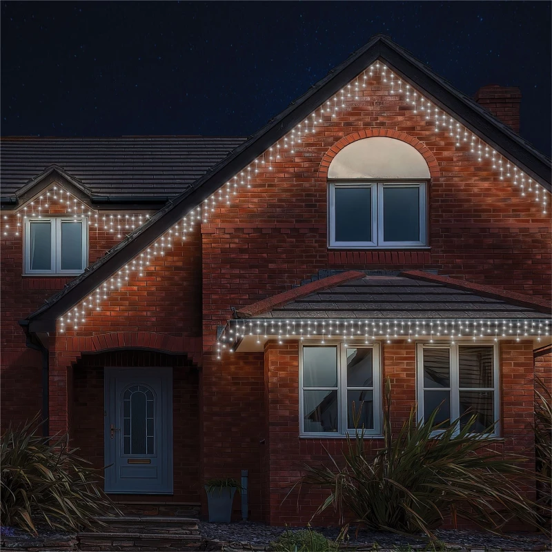 Image of EAGLE-CON 2m Easy-Connect Cool White 60 Icicle Lights White Rubber With 60/40/20cm Drop ELV-688385