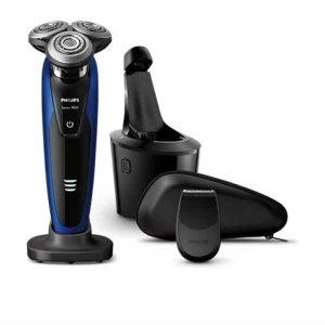 Image of Philips Series 9000 Wet & Dry Mens Electric Shaver with Smart Clean Plus - S9186/26 - Black/ Blue
