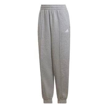 Image of adidas Essentials Studio Fleece Joggers Womens - Medium Grey Heather / White