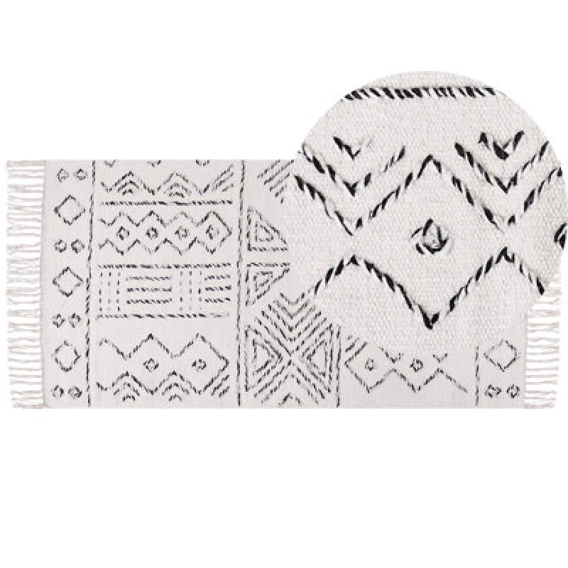 Image of Beliani Rug Alkent White 80 X 150 Cm Wool