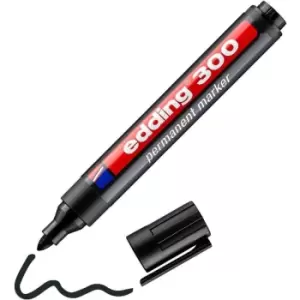 Image of 300 Permanent Marker Pen - Black - Round Tip 1.5-3mm - Black - Edding