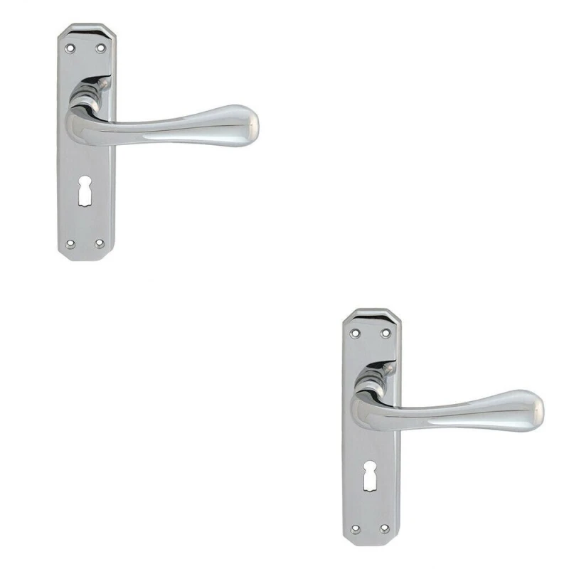 Image of Loops 2x PAIR Heavy Duty Handle on Angular Lock Backplate 180 x 40mm Polished Chrome Multi