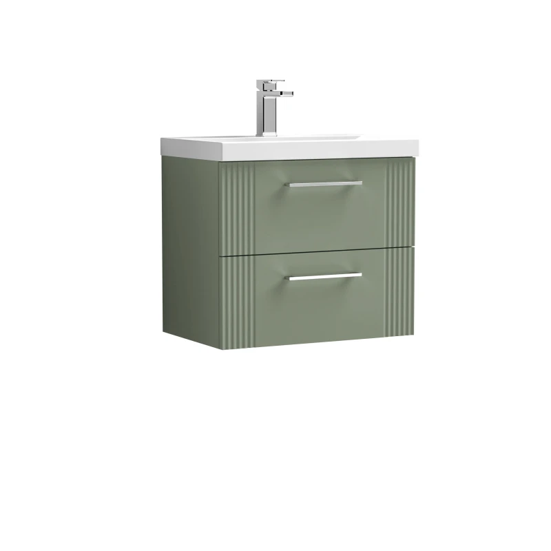 Image of Balterley 2 Drawer Wall Hung Vanity Unit MidEdge Basin Green 600mm Green