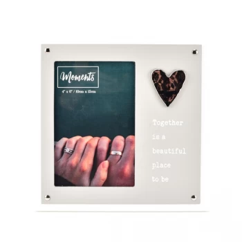 Image of Moments Wooden 2 Layer Heart Frame 4" x 6" - Together