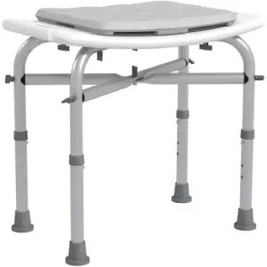 Image of HOMCOM Aluminium Shower Stool for Elderly, Height Adjustable Shower Seat w/ Removable Padded Cushion, Shower Head Holder, Non-Slip Bath Stool
