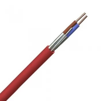 Image of Zexum Red 2.5mm 24A 2 Core and Earth Brown Blue Fire Resistant Rated BASEC Approved Power Cable - 25 Meter