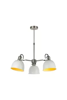 Image of Langley 3 light Chandelier in Matt White and Satin Nickel Finish