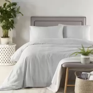 Image of Boutique Corden Waffle Weave Stripe 100% Cotton Duvet Cover Set, Silver, Super King - Appletree