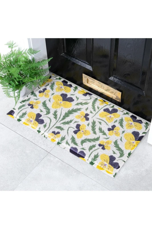 Image of Native Natural Pansy Pattern Doormat (70 X 40Cm)